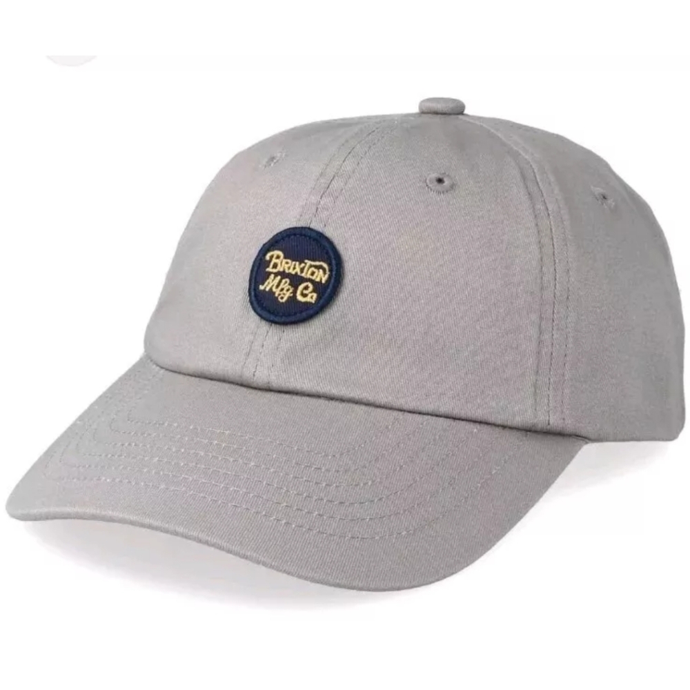 Brixton Wheeler Cap Hat Canvas 6 Panel Patch Logo Adj O/S Acorn Grey Preppy Gorp